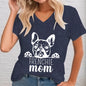 Frenchie Mom Shirt Women V-neck French Bulldog Graphic Tee Animal Lover Shirt French Bulldog Dog Owner Gift Ideas T-shirt Female