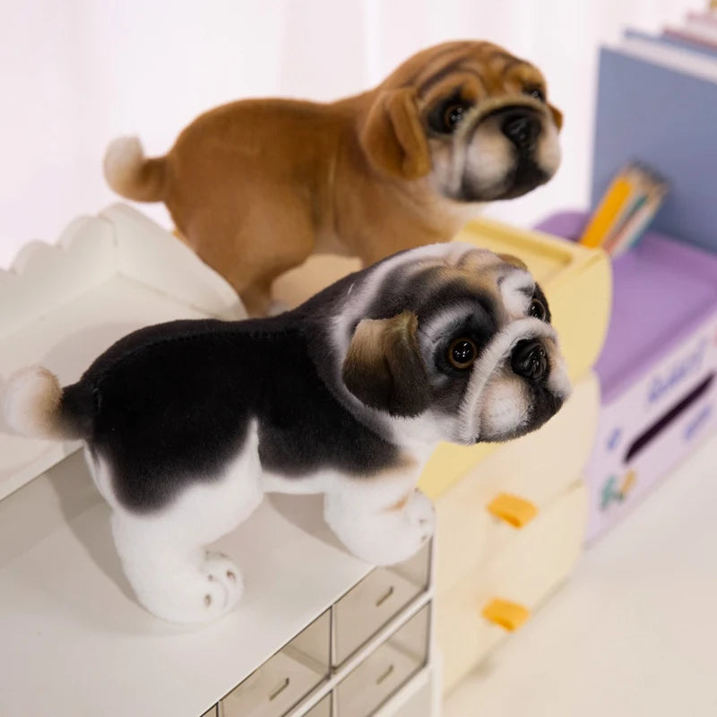 Realistic Black French Bulldog Plush Toys Vivid  Grey Pug Stuffed Animal Cuddle Plushie Gifts Home Decoration Birthday Presents