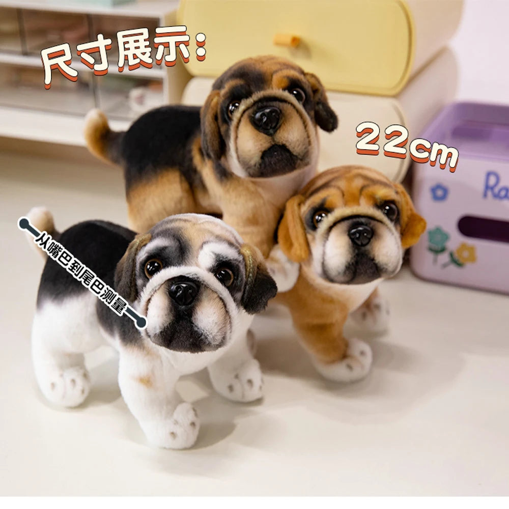 Realistic Black French Bulldog Plush Toys Vivid  Grey Pug Stuffed Animal Cuddle Plushie Gifts Home Decoration Birthday Presents