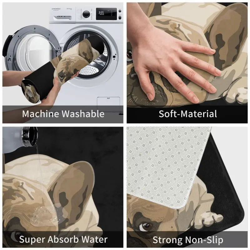 Custom Cute French Bulldog Doormat Anti-Slip Entrance Kitchen Bathroom Door Floor Mat Garage Rug Carpet Footpad