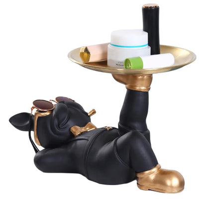 French Bulldog Sculpture Dog Statue with Tray and Keys Holder Storage Gift Home Decor Ornaments Rood Decor Animal Figurine