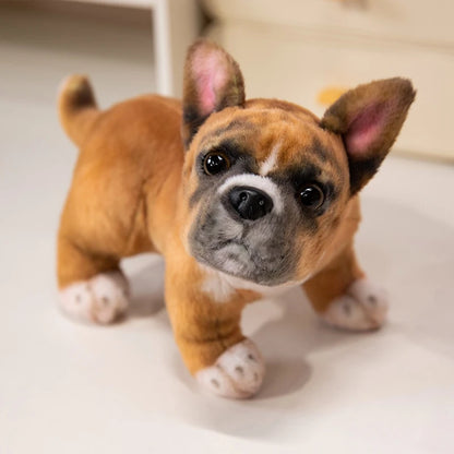 Realistic Black French Bulldog Plush Toys Vivid  Grey Pug Stuffed Animal Cuddle Plushie Gifts Home Decoration Birthday Presents