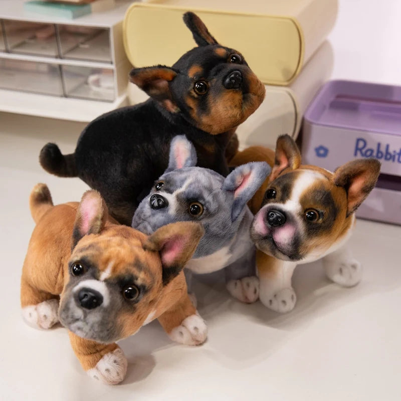Realistic Black French Bulldog Plush Toys Vivid  Grey Pug Stuffed Animal Cuddle Plushie Gifts Home Decoration Birthday Presents