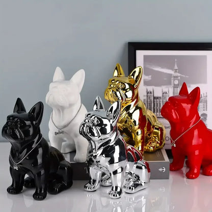 Adorable French Bulldog Sculpture Home Living Room Bedside Table Decoration Cute Pet Themed Figurine