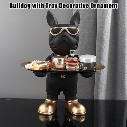 French Bulldog Sculpture Dog Statue with Tray and Keys Holder Storage Gift Home Decor Ornaments Rood Decor Animal Figurine