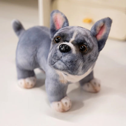 Realistic Black French Bulldog Plush Toys Vivid  Grey Pug Stuffed Animal Cuddle Plushie Gifts Home Decoration Birthday Presents