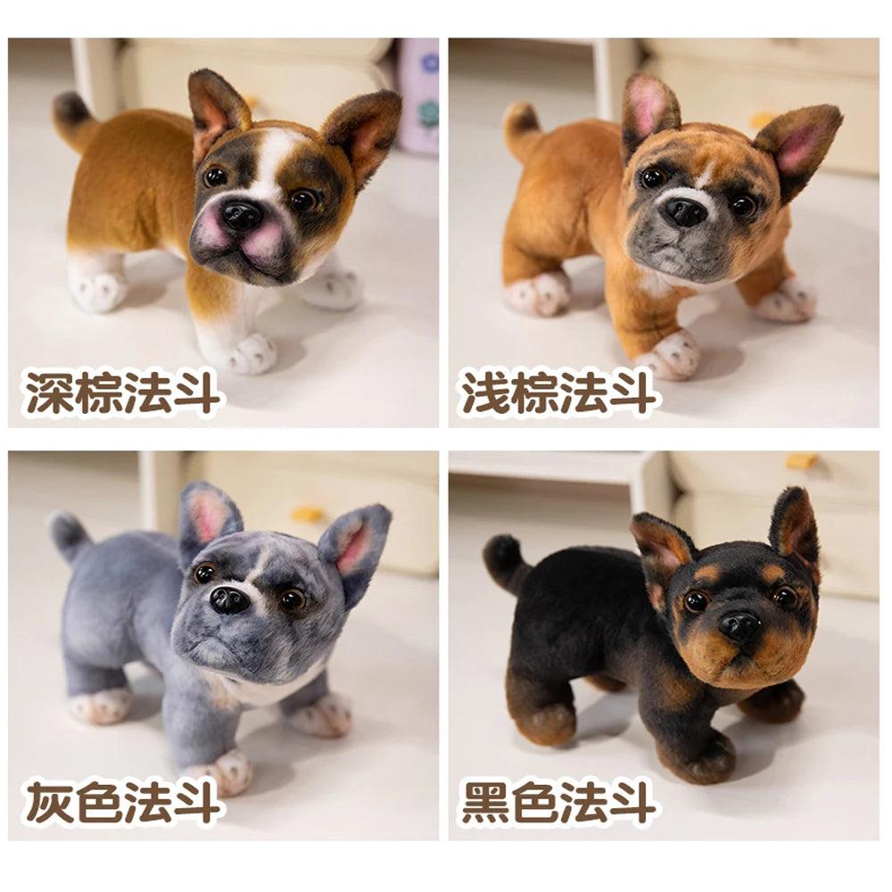 Realistic Black French Bulldog Plush Toys Vivid  Grey Pug Stuffed Animal Cuddle Plushie Gifts Home Decoration Birthday Presents