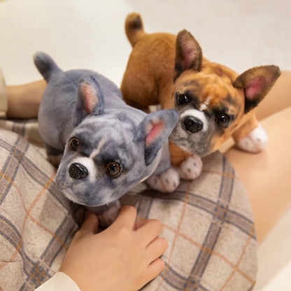 Realistic Black French Bulldog Plush Toys Vivid  Grey Pug Stuffed Animal Cuddle Plushie Gifts Home Decoration Birthday Presents