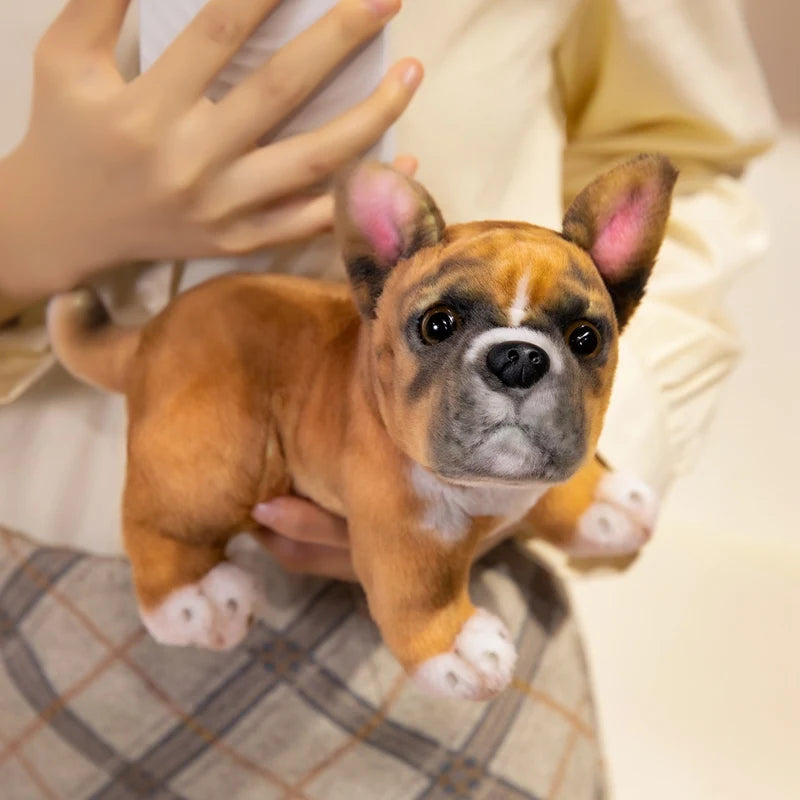 Realistic Black French Bulldog Plush Toys Vivid  Grey Pug Stuffed Animal Cuddle Plushie Gifts Home Decoration Birthday Presents