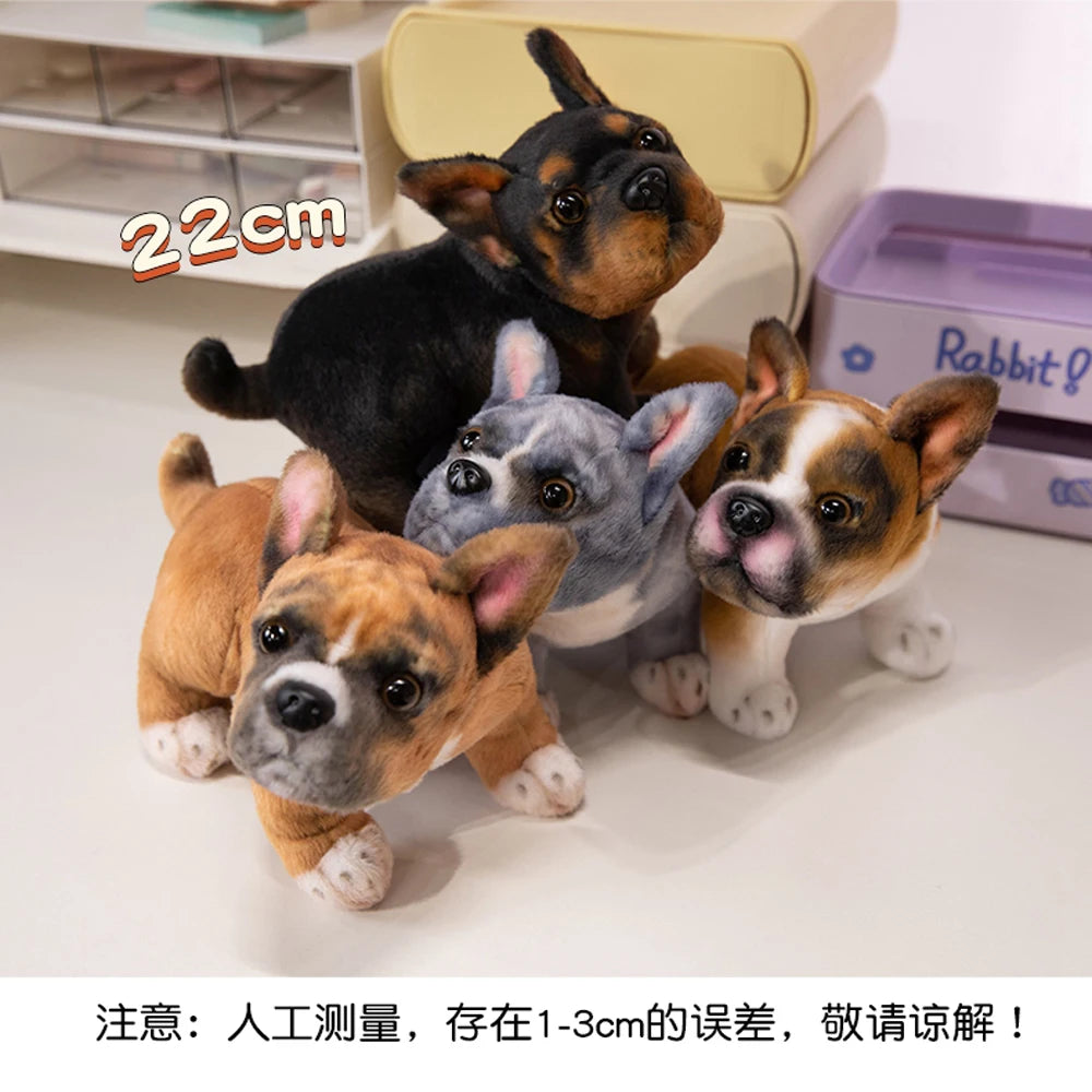 Realistic Black French Bulldog Plush Toys Vivid  Grey Pug Stuffed Animal Cuddle Plushie Gifts Home Decoration Birthday Presents