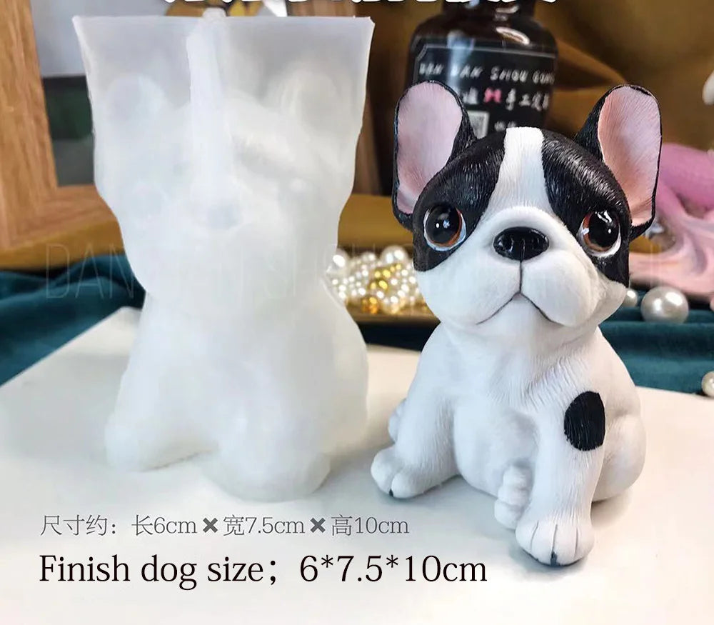 3D British Bulldog Silicone Molds Animal Pet Epoxy Resin Casting Mold Simulation Dog Candle Molds Concrete Making Gypsum Molds