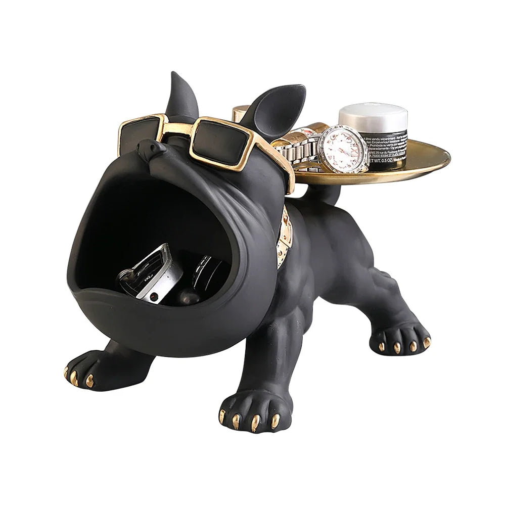 French Bulldog Sculpture Dog Statue with Tray and Keys Holder Storage Gift Home Decor Ornaments Rood Decor Animal Figurine