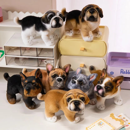 Realistic Black French Bulldog Plush Toys Vivid  Grey Pug Stuffed Animal Cuddle Plushie Gifts Home Decoration Birthday Presents