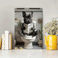 Funny French Bulldog in the toilet - Printed canvas painting - Wall home decoration, perfect gift and decor