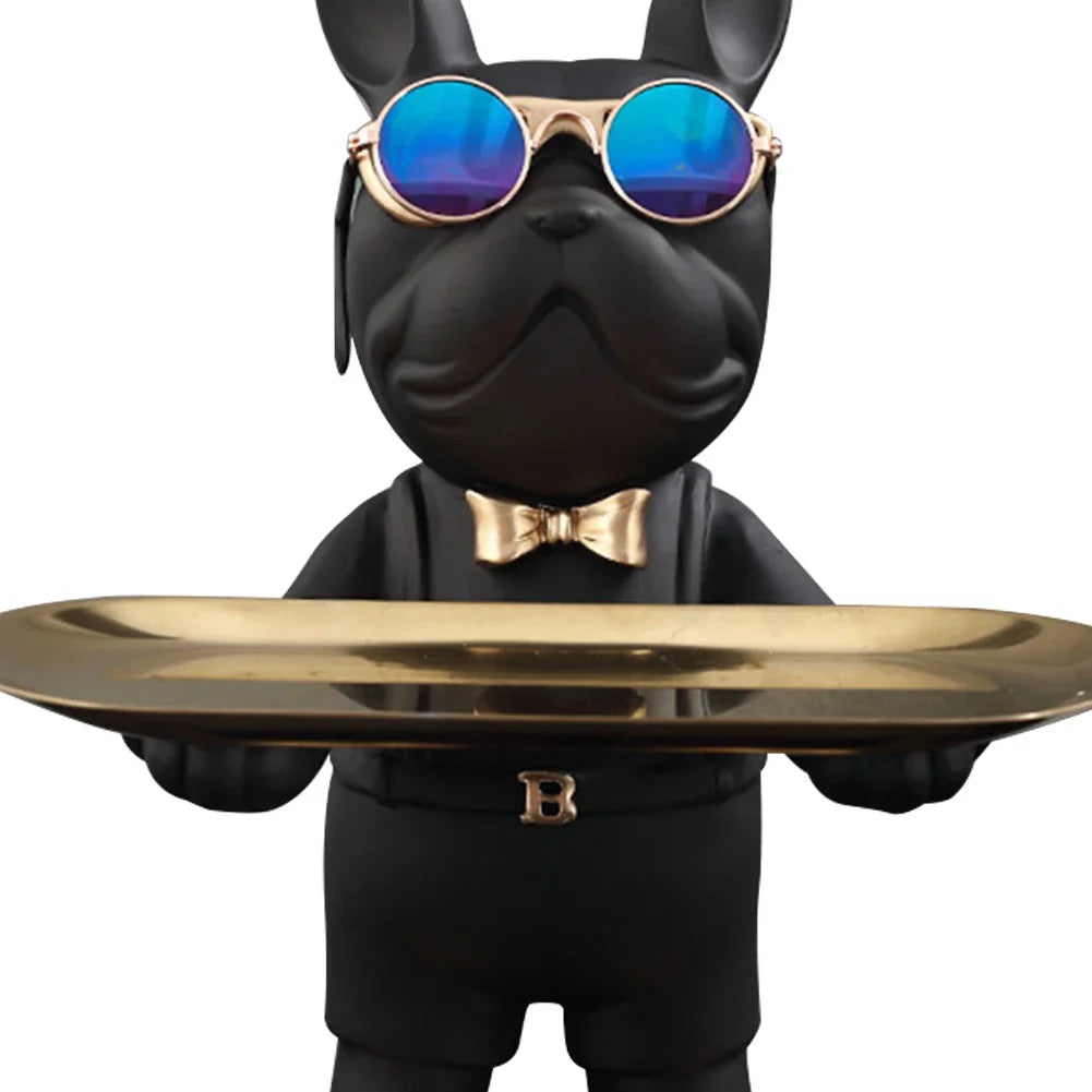 French Bulldog Sculpture Dog Statue with Tray and Keys Holder Storage Gift Home Decor Ornaments Rood Decor Animal Figurine