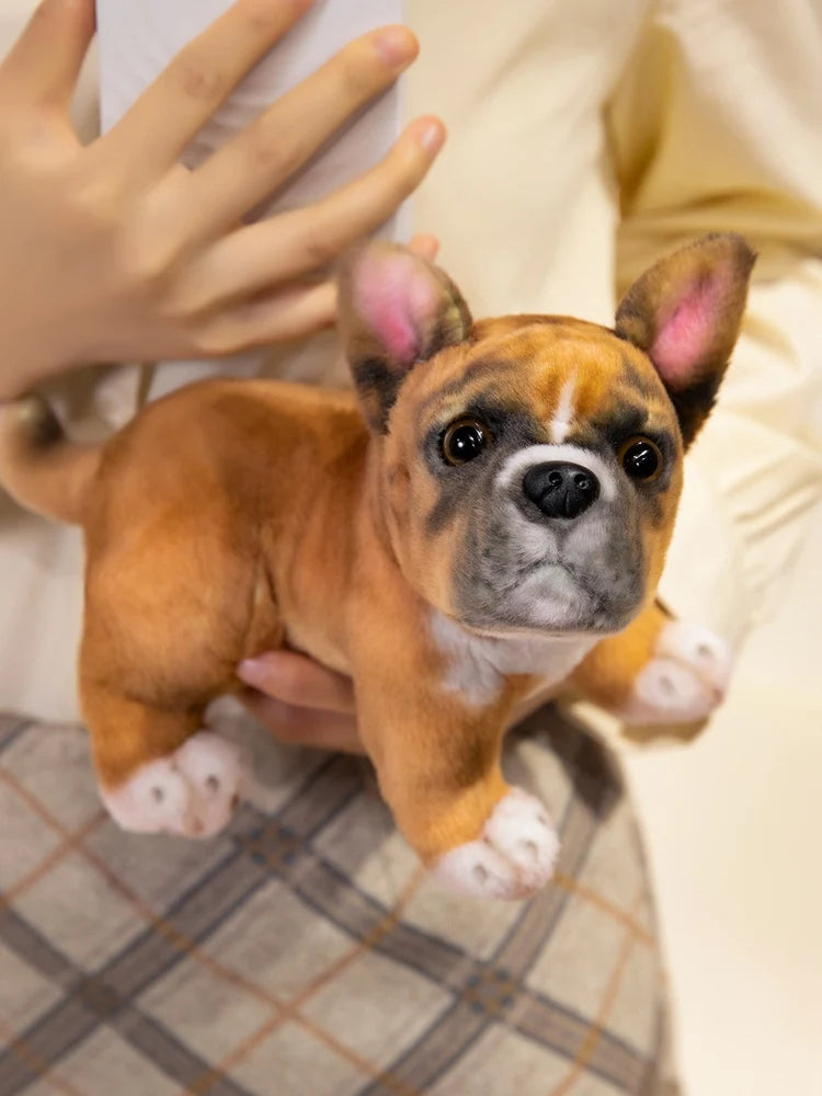 Realistic Black French Bulldog Plush Toys Vivid  Grey Pug Stuffed Animal Cuddle Plushie Gifts Home Decoration Birthday Presents