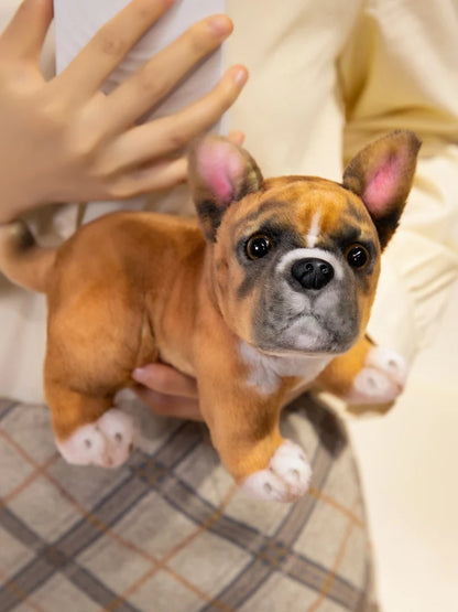 Realistic Black French Bulldog Plush Toys Vivid  Grey Pug Stuffed Animal Cuddle Plushie Gifts Home Decoration Birthday Presents