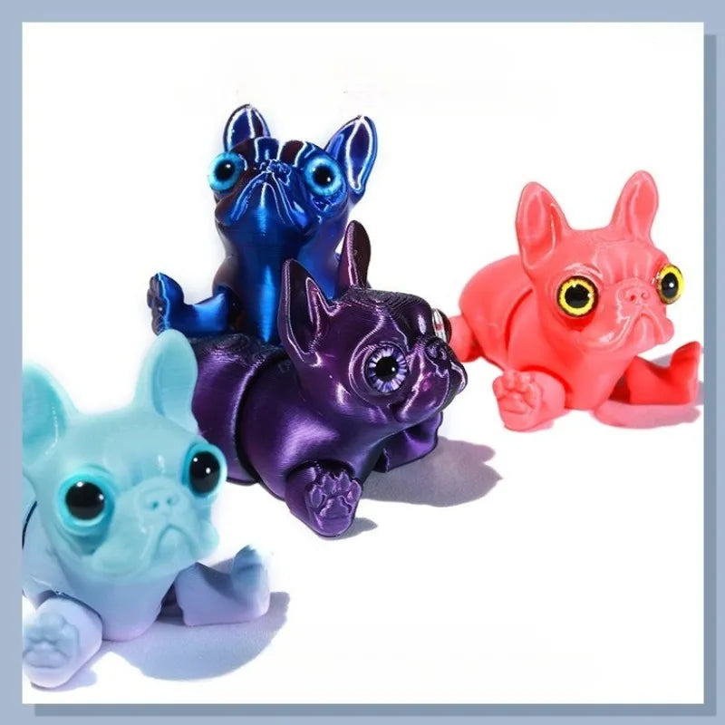 3D Printed Dog Model Solid Color Movable Pitbull Dog Doll Multi-jointed Articulated Animal Figurine Desktop Decoration