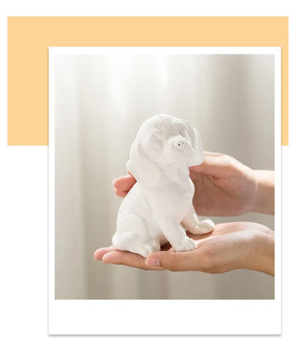Lovely Puppy Ceramic Sculpture French Bulldog Ornaments Crafts White Dog Miniature Figurines Desk Decoration Animal Statue