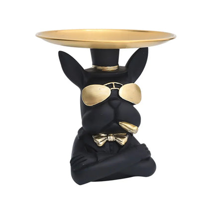 French Bulldog Sculpture Dog Statue with Tray and Keys Holder Storage Gift Home Decor Ornaments Rood Decor Animal Figurine