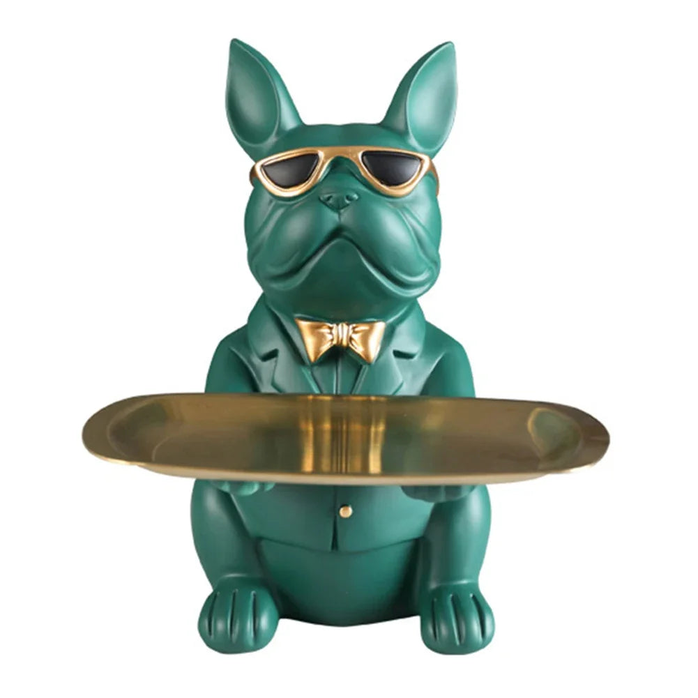 French Bulldog Sculpture Dog Statue with Tray and Keys Holder Storage Gift Home Decor Ornaments Rood Decor Animal Figurine