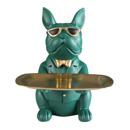 French Bulldog Sculpture Dog Statue with Tray and Keys Holder Storage Gift Home Decor Ornaments Rood Decor Animal Figurine