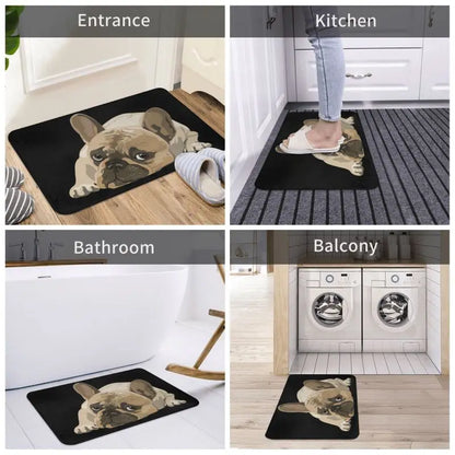 Custom Cute French Bulldog Doormat Anti-Slip Entrance Kitchen Bathroom Door Floor Mat Garage Rug Carpet Footpad