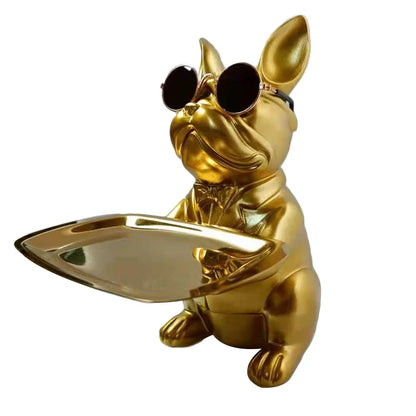 French Bulldog Sculpture Dog Statue with Tray and Keys Holder Storage Gift Home Decor Ornaments Rood Decor Animal Figurine