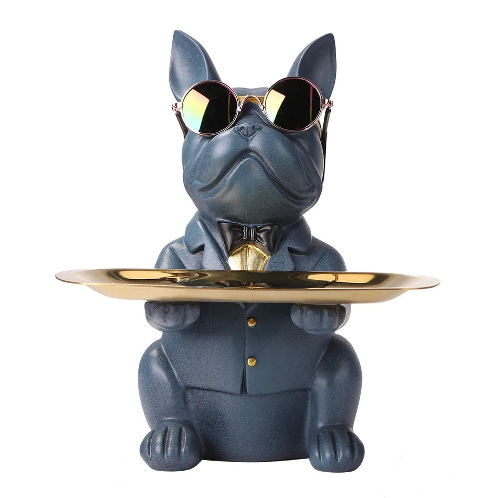 French Bulldog Sculpture Dog Statue with Tray and Keys Holder Storage Gift Home Decor Ornaments Rood Decor Animal Figurine