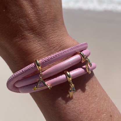 Surfboard Limited Edition - Charm 4 mm with Bracelet - Polished Gold-Plated Sterling Silver with 1 Cubic Zirconia