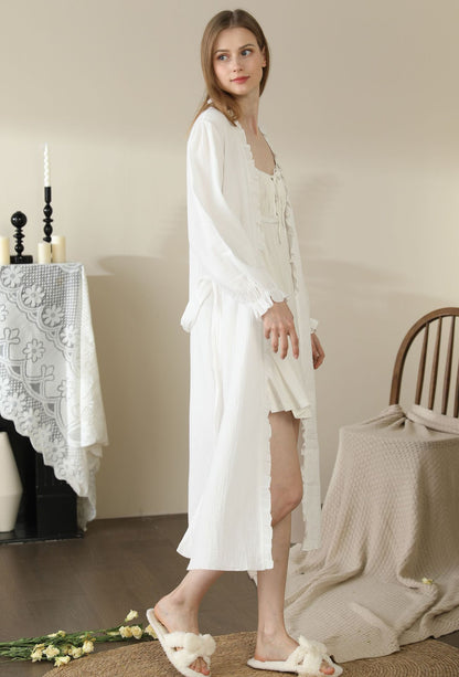 Women's Pajamas Cotton Lace Double-layer Yarn Home Wear