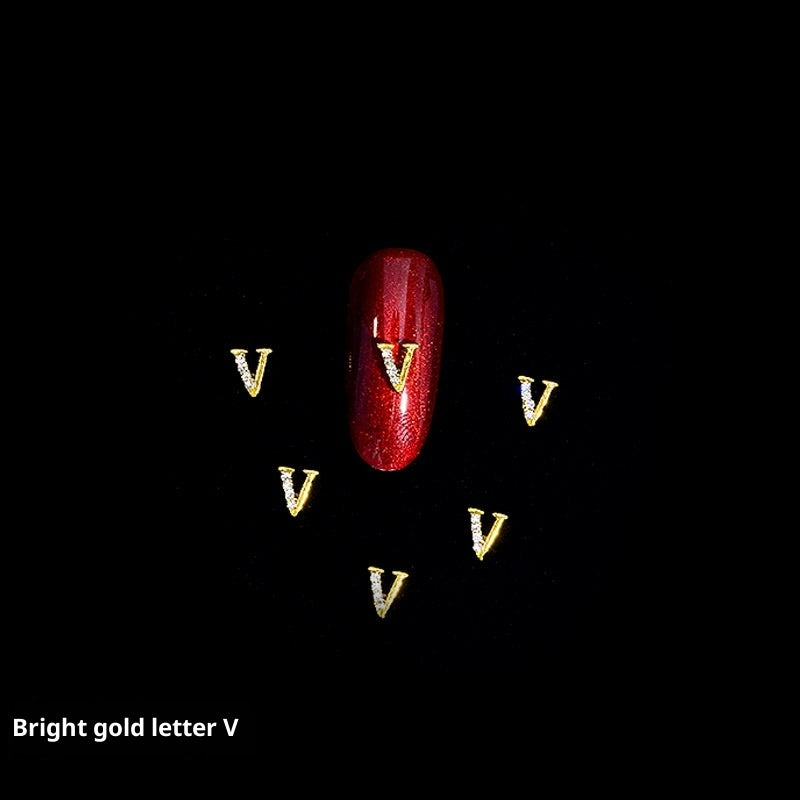 26 Letter Alloy Nail Ornament Nail Crystal