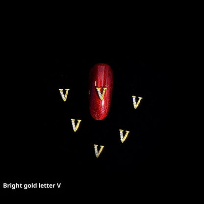 26 Letter Alloy Nail Ornament Nail Crystal