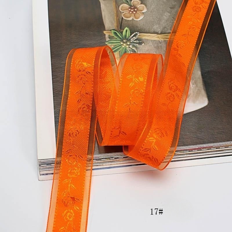 Textured Rose Jacquard Snow Yarn Ribbon Holder Ribbon Diy Butterfly Companion Hand Gift Ribbon Ornament Material