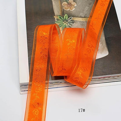 Textured Rose Jacquard Snow Yarn Ribbon Holder Ribbon Diy Butterfly Companion Hand Gift Ribbon Ornament Material