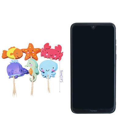 Marine Animal Decorative Flag Little Crab Starfish Plug-in Toothpick Inserts 24pc Baking Birthday Cake Decoration