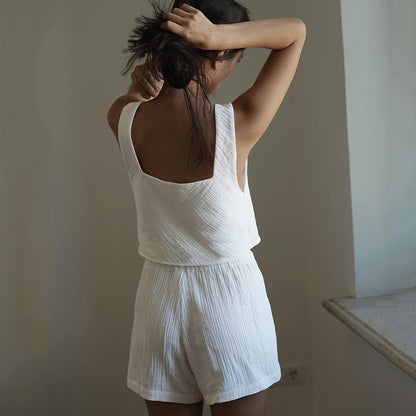 Yarn Cotton Pajamas Comfortable Vest Shorts Set