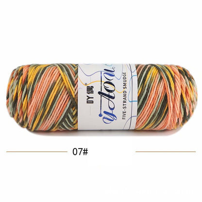 5Strands Milk Cotton Medium Thick Tie-dye Smudge Dyed Yarn