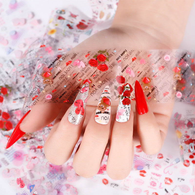 Nageldesign Valentinstag Schmetterling Blume Sternenpapier