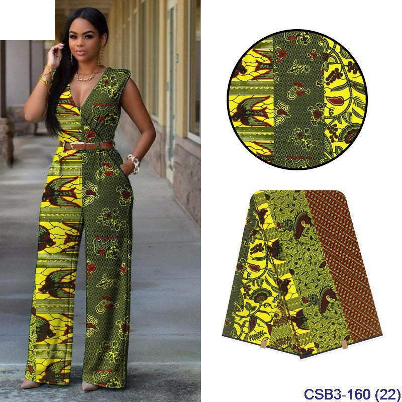 Cotton African Indian Printed Geometric Waxed Fabric