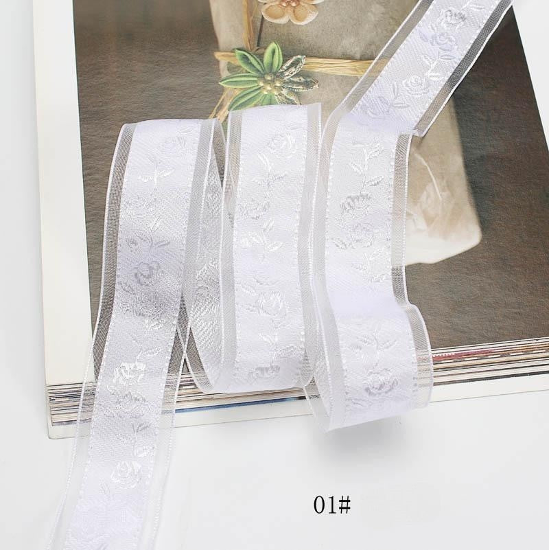 Textured Rose Jacquard Snow Yarn Ribbon Holder Ribbon Diy Butterfly Companion Hand Gift Ribbon Ornament Material