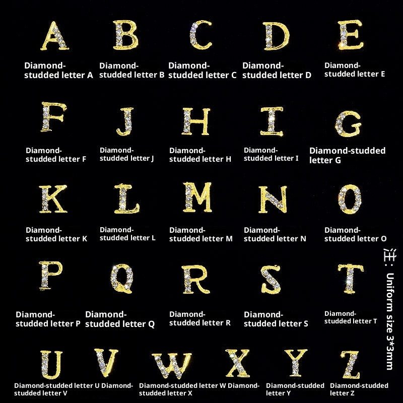 26 Letter Alloy Nail Ornament Nail Crystal