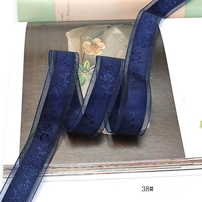 Textured Rose Jacquard Snow Yarn Ribbon Holder Ribbon Diy Butterfly Companion Hand Gift Ribbon Ornament Material