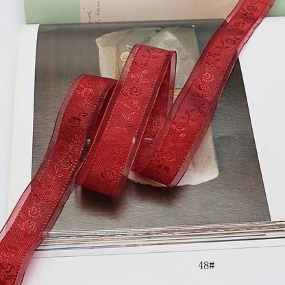 Textured Rose Jacquard Snow Yarn Ribbon Holder Ribbon Diy Butterfly Companion Hand Gift Ribbon Ornament Material