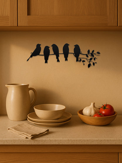 1PC Metal Bird Wall Art,Wall Ornament,The Leaves With Birds Sculpture Wall Decor