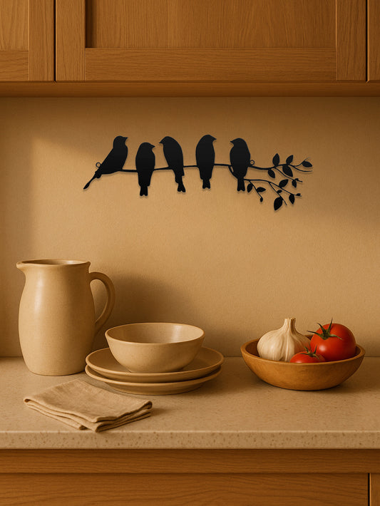 1PC Metal Bird Wall Art,Wall Ornament,The Leaves With Birds Sculpture Wall Decor