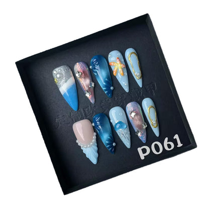 Carved Wear Armor Hand-painted Marine Three-dimensional Pattern Combination Nail Stickers