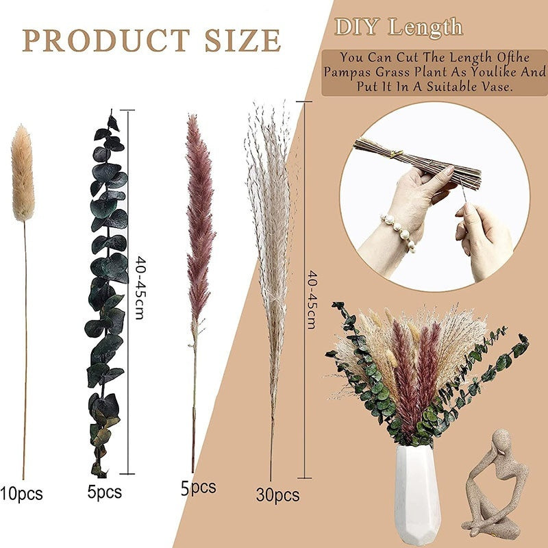 PAMPAS Bohemian Decorative Reed Rabbit Tail Grass Mix And Match Dried Flowers Bouquet