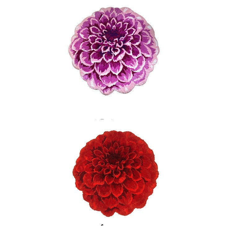 Round Brassica Oleracea Flowers Pile Floor Covering