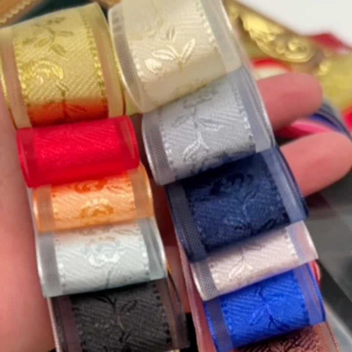 Textured Rose Jacquard Snow Yarn Ribbon Holder Ribbon Diy Butterfly Companion Hand Gift Ribbon Ornament Material